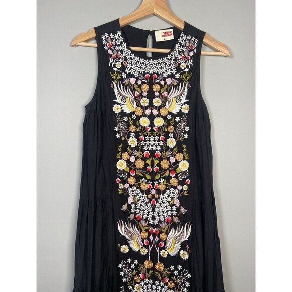 Anthropologie Samant Chauhan Floral Embroidered Tiered Maxi‎ Dress Women's 0 (S) - Picture 2 of 15